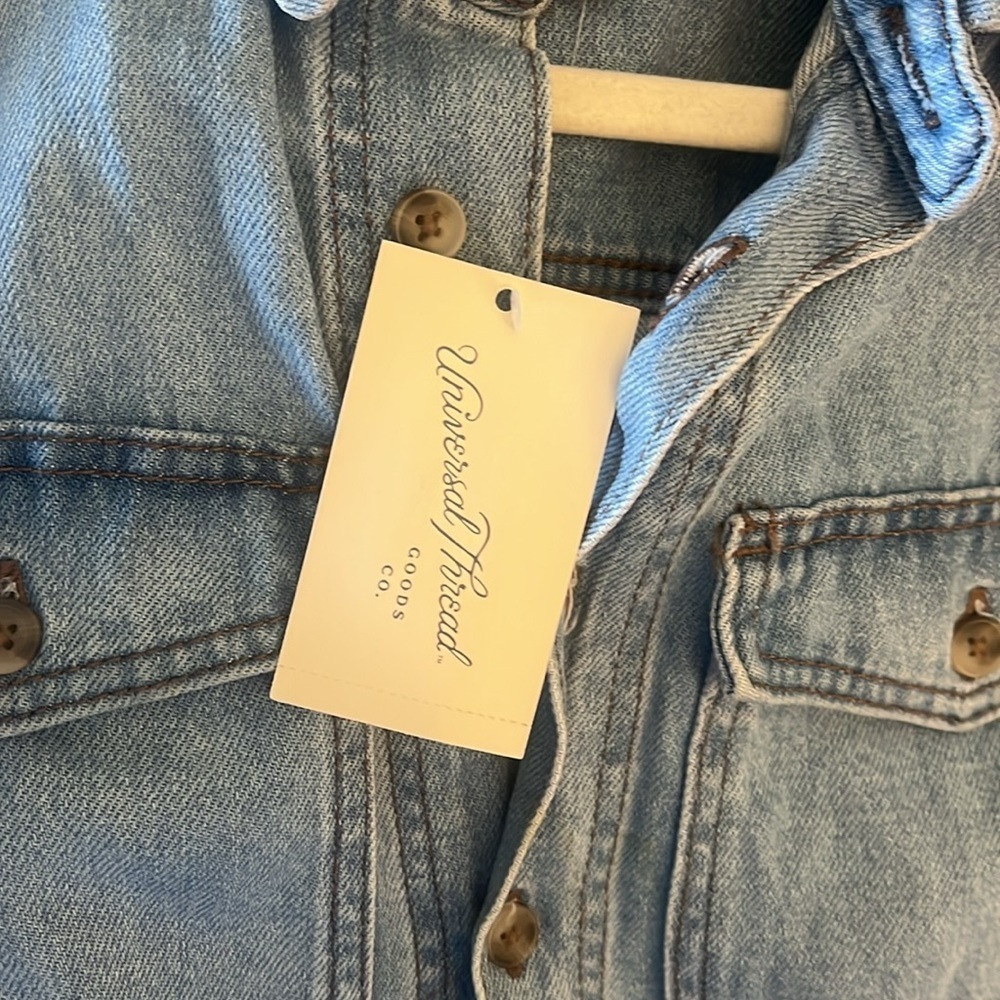 Universal Thread Denim Jumpsuit Button-Up Top - Picture 6 of 6